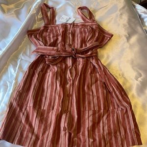 Rose/cream striped dress size L forever 21